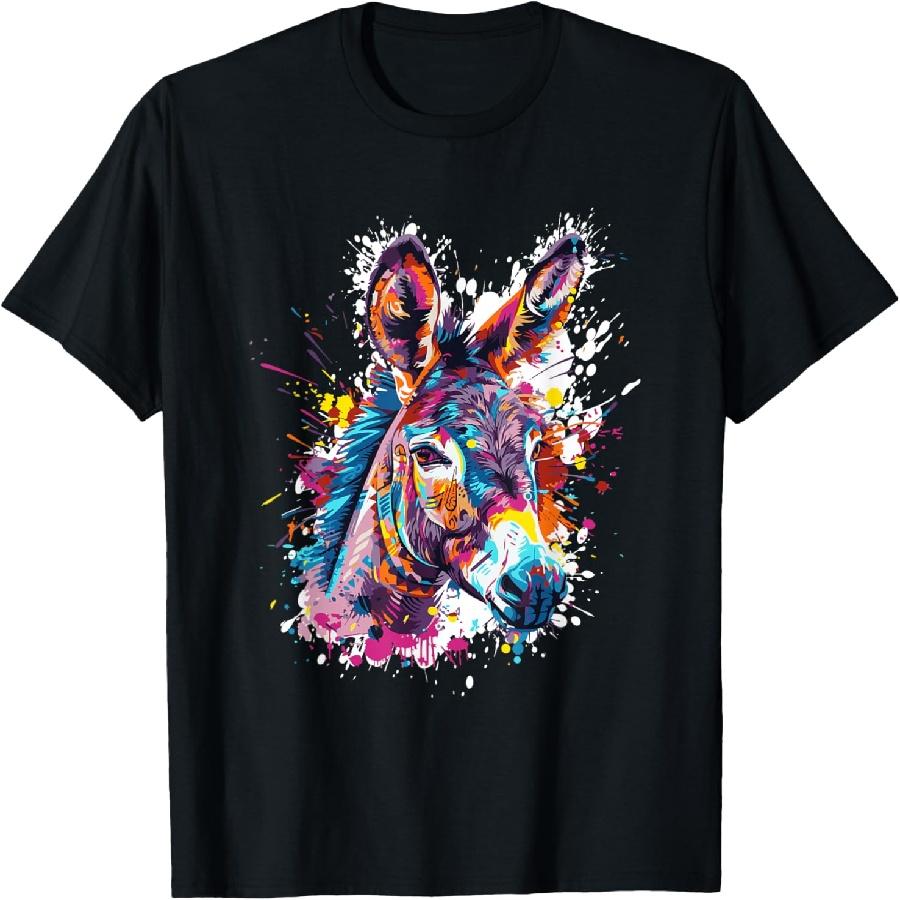 Donkey Colorful Pop Art Portrait _ Animal Head T-Shirt S