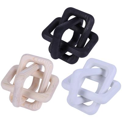 Wood Chain Decoration for Living Room Farmhouse Coffee Table Decor 3-Link Chain Art Craft Wood Knot Decor Home Decor