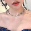 Damhalsband Fauxkristall Enkelt/Dubbelt Lager Fjärilshänge Justerbart med Förlängd Längd Studentfest Halsband Bröllop Choker