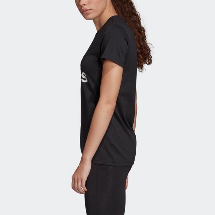 Adidas Must Haves Badge Of Sport Logo Print Casual Sports Crew Neck Short Sleeve T-Shirt Women Tops Black FQ3237