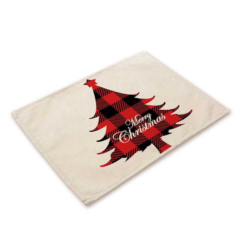 Western Style Stain-Proof Linen Placemat - Heat-Insulating and Decorative Christmas Table Mat