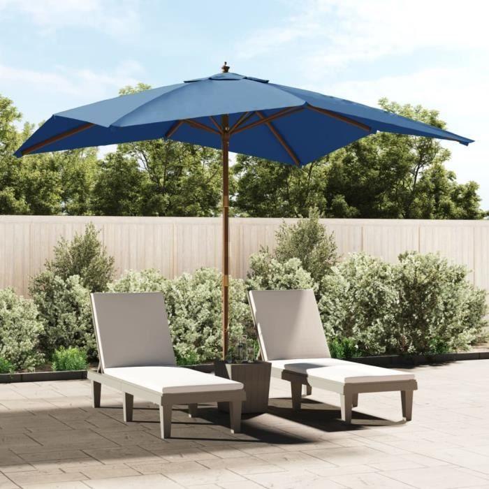 VidaXL Parasol de jardin avec mât en bois bleu azuré 300x300x273 cm 363198