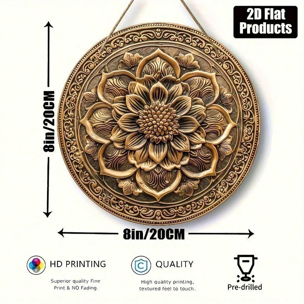 Ručně vyřezávané dřevěné mandalové nástěnné umění 8palcová kulatá geometrická dekorace pro domov Bohemický Květ života Ornament