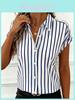 Blusa Rayada Para Mujer Con Tejido de Poliéster Manga Corta Estilo Oficina Para Primavera 2026