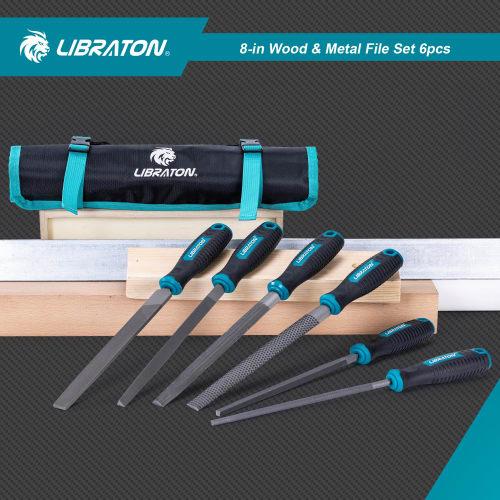 LIBRATON Metal File Set, 6-Piece Set for Metalworking and Woodworking, Includes Round, Half-Round, Triangular, and Flat Files, Bar Files, Deburring, a