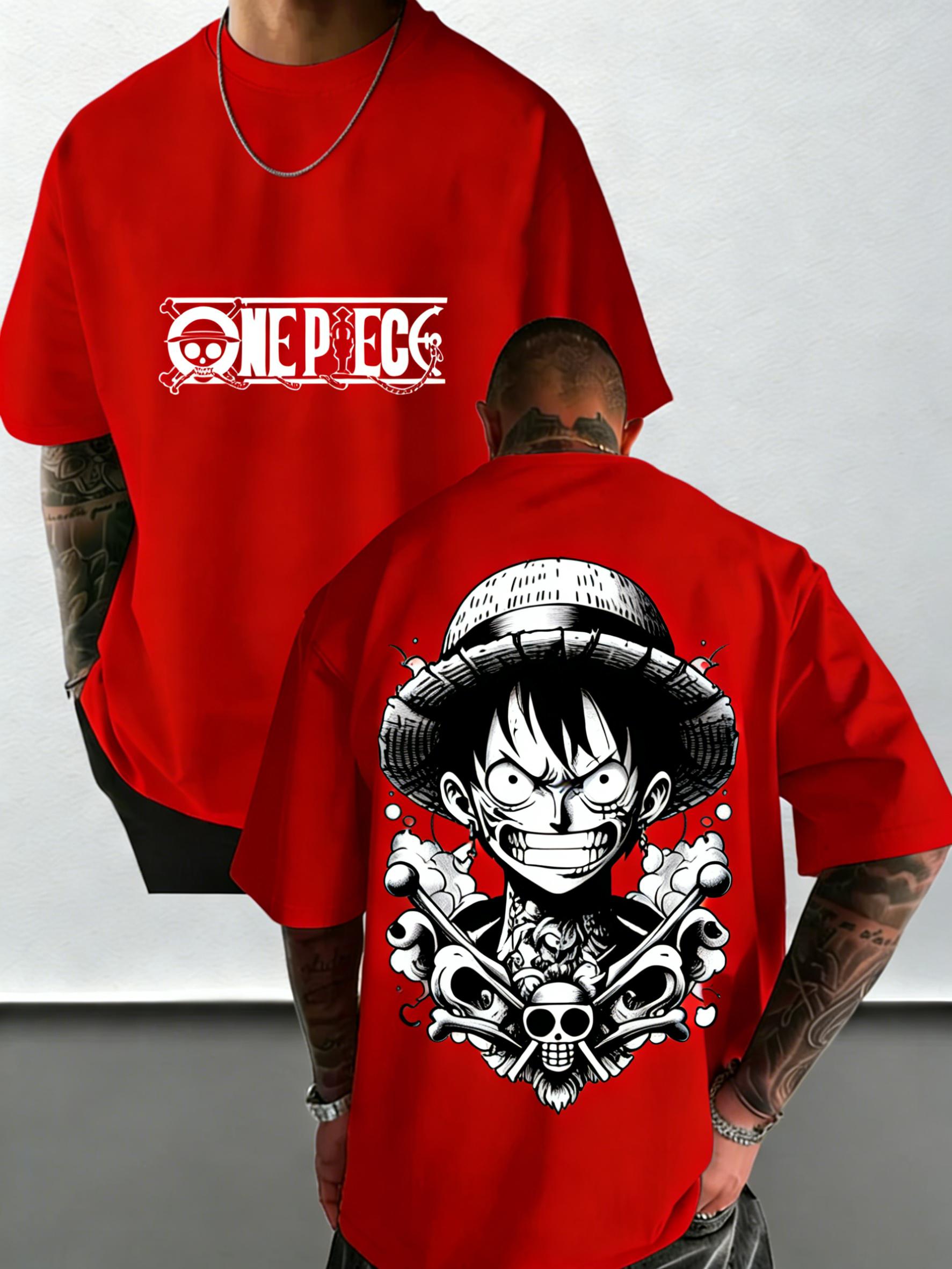 

Plus Size One Piece Anime Printed Men and Women Tshirt Casual Parent Child Top Fashion Street Wear Y2K Summer Harajuku Style S