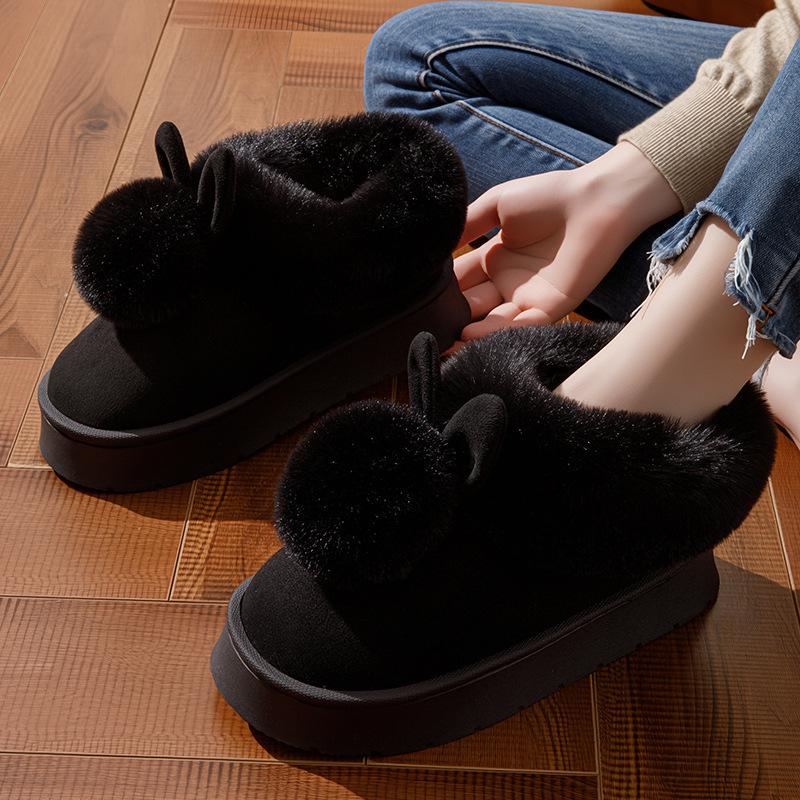Winter Home Home Thermal Cotton Slippers Velvet Bag Head Bag with Non-slip Elderly Wearing Cotton Shoes