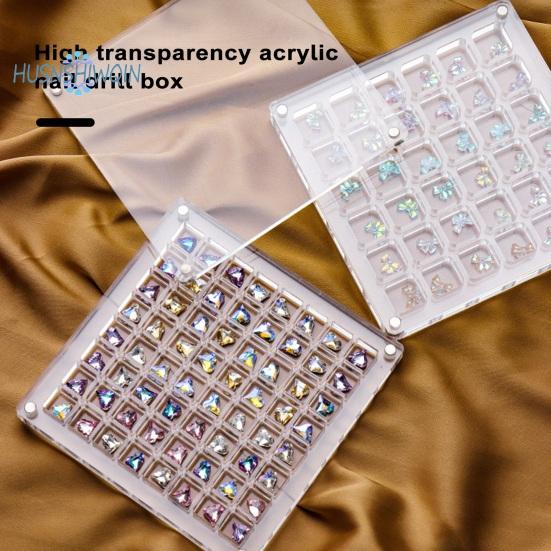Acrylic Nail Rhinestone Box Grid Easy Access Clear Storage Tool Organizer Eco-friendly Rhinestone Box