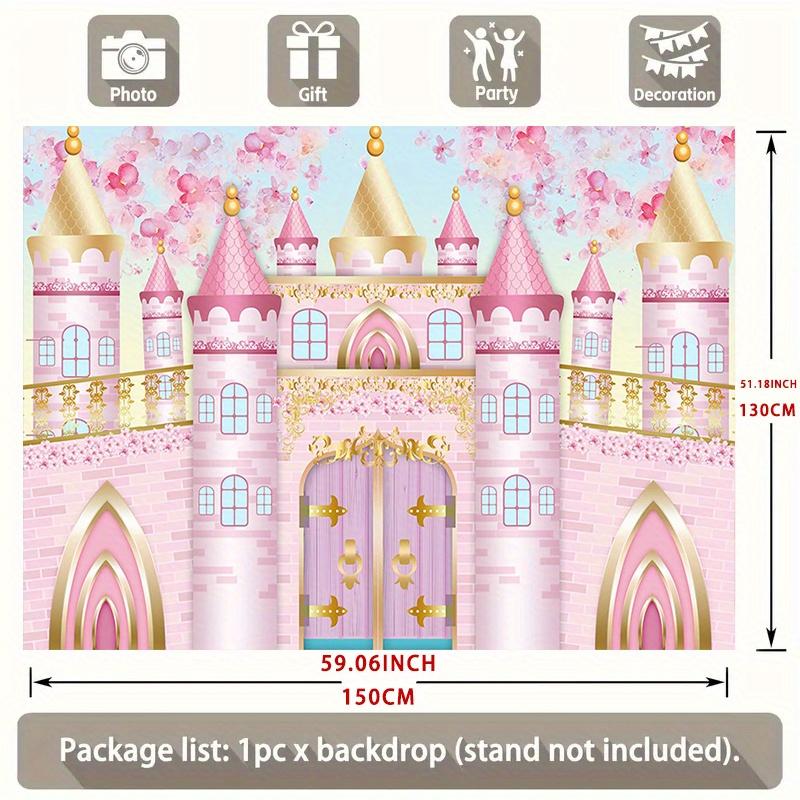 [Party-Banner] 1 Stück - Prinzessinnen-Schloss Hintergrundtuch - Hintergrund mit Architektur eines Königsschlosses