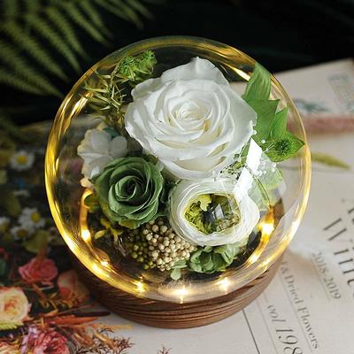 Eternal Flower Finished Ornaments Real Flower Rose Glass Cover Father's Day Mother's Day Easter Thanksgiving Christmas Gift Box
