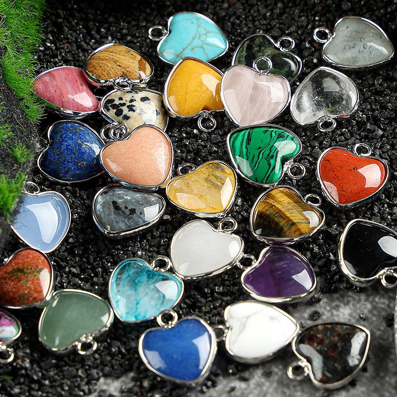 Heart-Shaped 15x19mm Natural Amethyst Agate Jade Bezel Pendant for DIY Jewelry Making