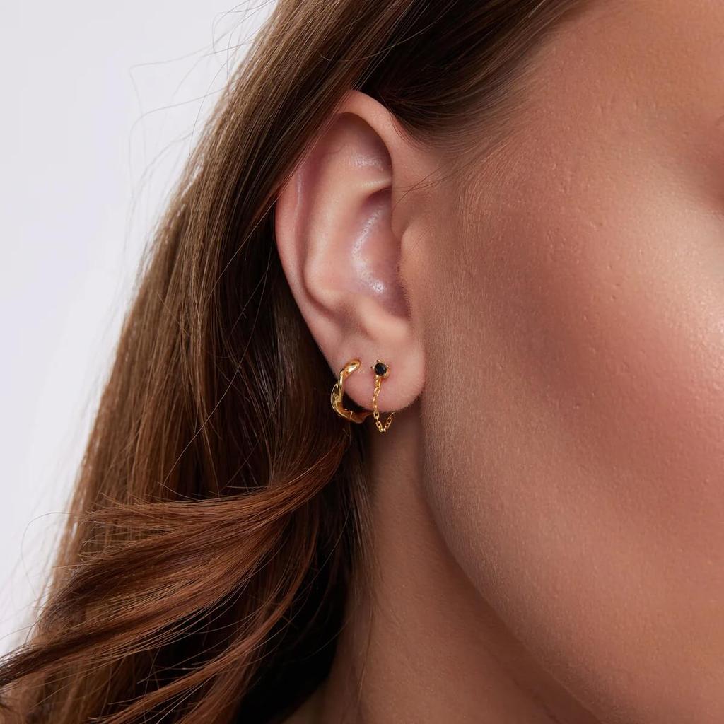 Silver Gold Plated Twisted Hoop Earrings - Kdk6417Y
