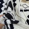 In Stock: Korean Niche Deer Rose Jacquard Hooded Knit Sweater Coat - Women's Loose, Cozy Style