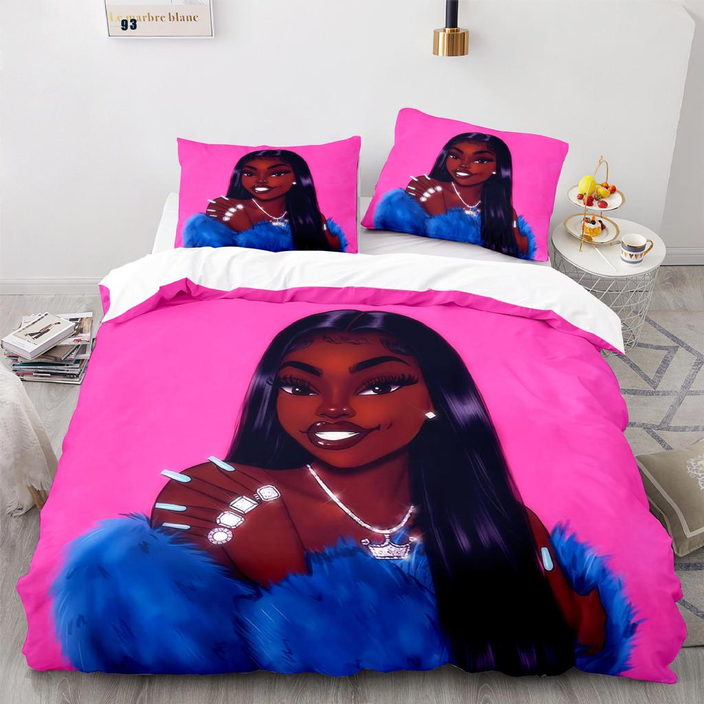 Home Textile Girl Quilt Cover Digital Printing Three-Piece Set 3D