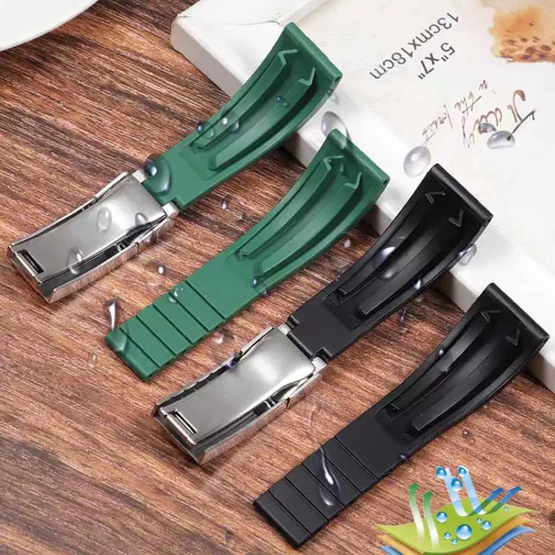 20mm 21mm 22mm For Rolex Daytona Gmt Oyster Tudor Black Bay Omega Watchband Rubber Fold Buckle Watch Strap Silicone Men Bracelet
