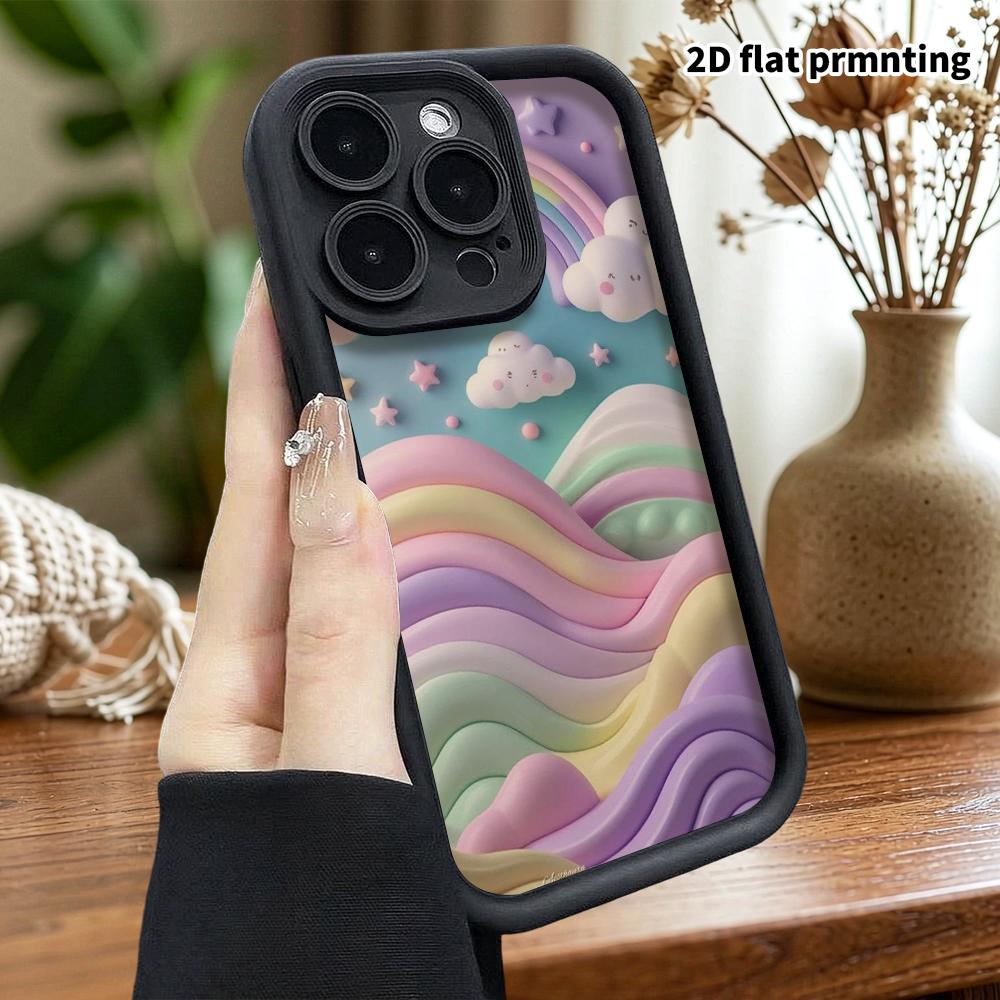 Phone Case: 2D Flat Design Suitable for iPhone 18 17 16 15 14 13 Pro Protective Case, Rainbow Hills, Perfect Christmas and Halloween Holiday Gift