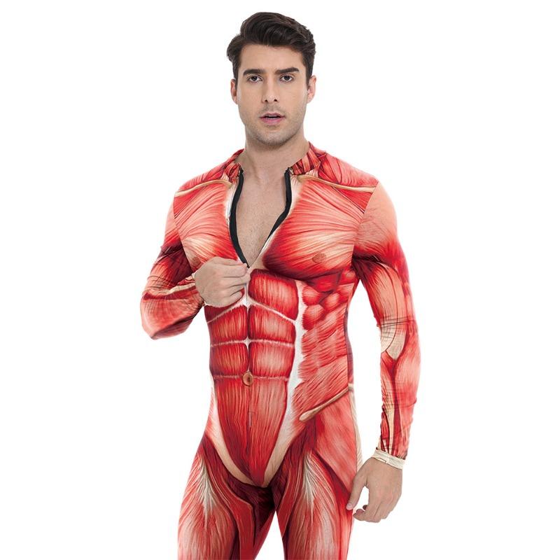 Herren Muskel-Tights Jumpsuit Halloween Body Digitaldruck Jumpsuit Herren