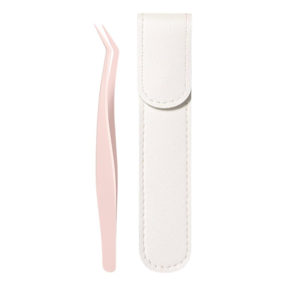 

Stainless Steel False Eyelash Tweezers High Precision With Leather Case Lashes Extension Tweezer Anti-static Eyelash Curler