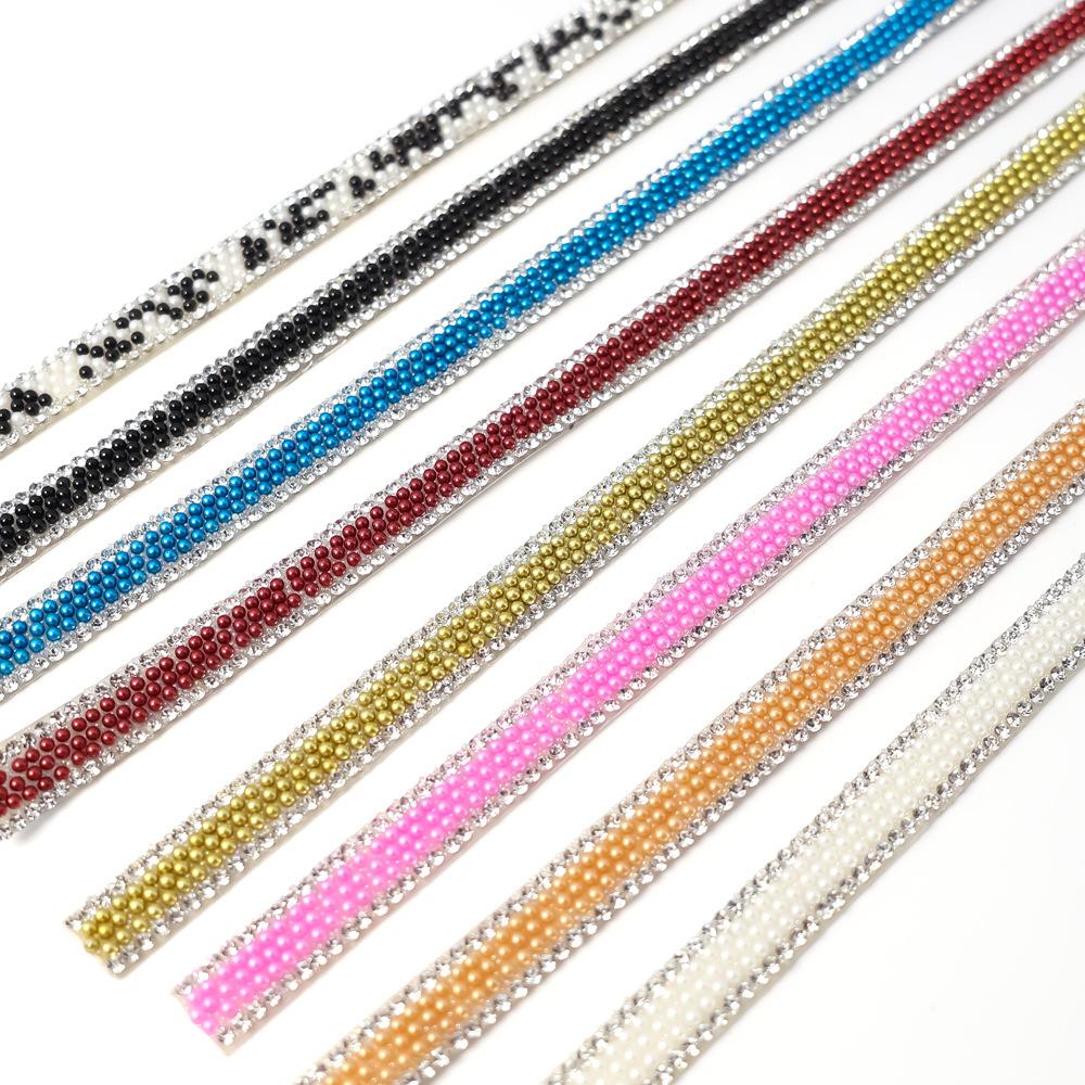 10Yard Rhinestone Ribbons Glitter Crystal Diamond DIY Crafts Self Adhesive Pearl Roll Wedding Party Festival Gift Decoration