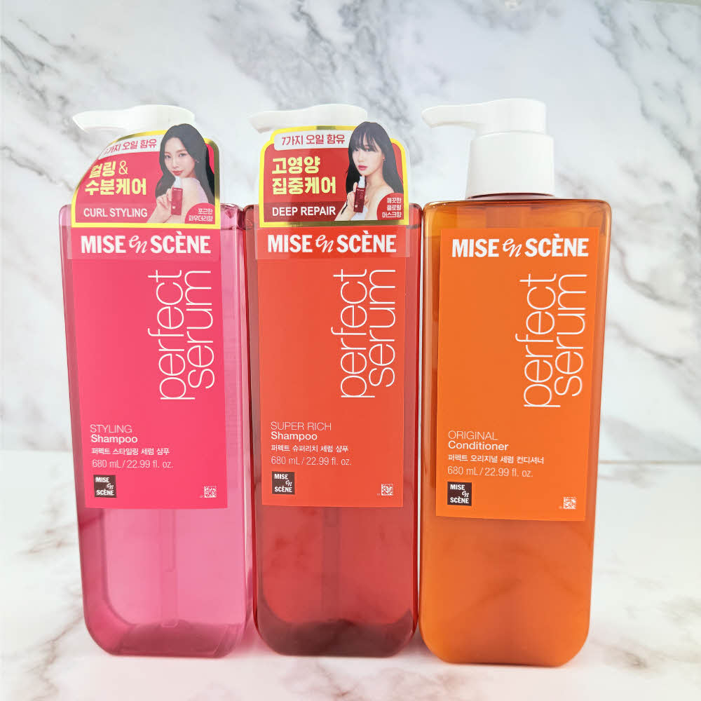 Mise En Scene Shampooing Sérum Parfait Original/Super Riche/Coiffant 680ml