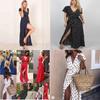 Stylish Womens Holiday Polka Dots Slit Maxi Dress Perfect For Summer Beach Outings