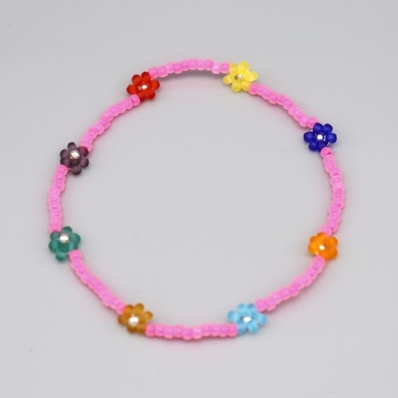 BONBEAU Flower Crush Multi-color Beads Bracelet Smile Charm Multi-color Flower Bead Bracelet