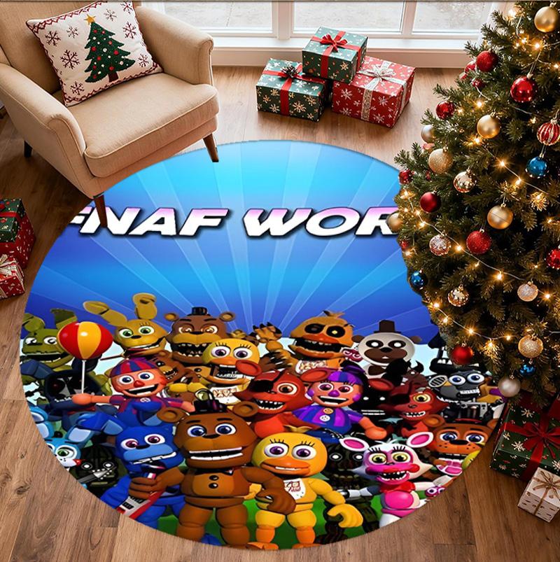 Five Nights at Freddy's Pattern Round Rug, Indoor/Outdoor Mat, for Picnic, Gameroom, Bedroom, Office, Living Room, Home Decor Carpet, Birthday Gift