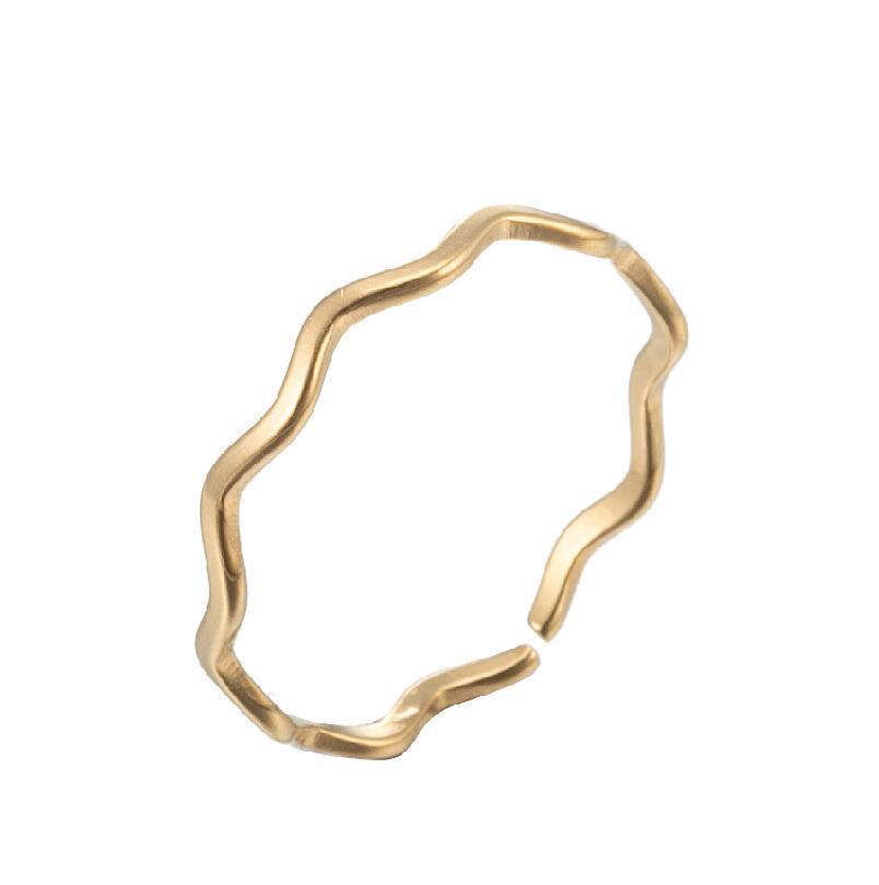 Women's Gold Geometric Cutout Wide Band Cross Ring - European & American Hip Hop Style