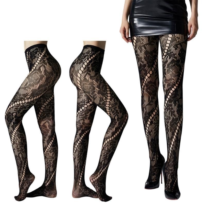Women Lace Patterned Tights Fishnet Stockings Pantyhose Patterned Net Stockings Pantyhose for Raves Party Club Costumes