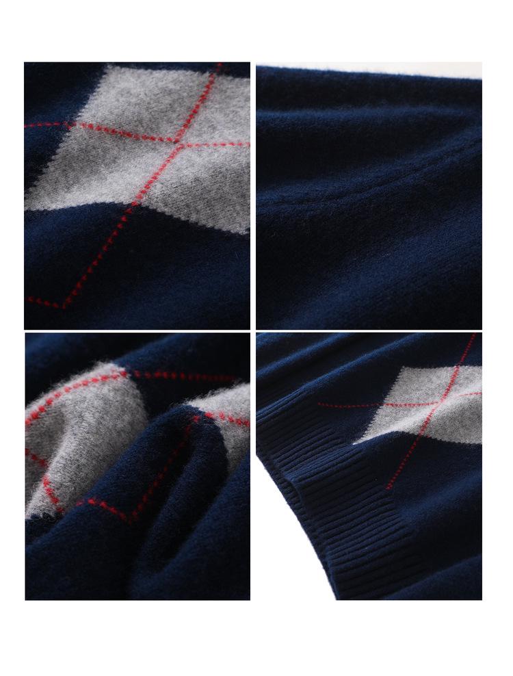 Women's Retro Diamond Pattern Wool Knit Sweater: Autumn/Winter Round Neck, Loose Fit, Slimming, Thickened Top