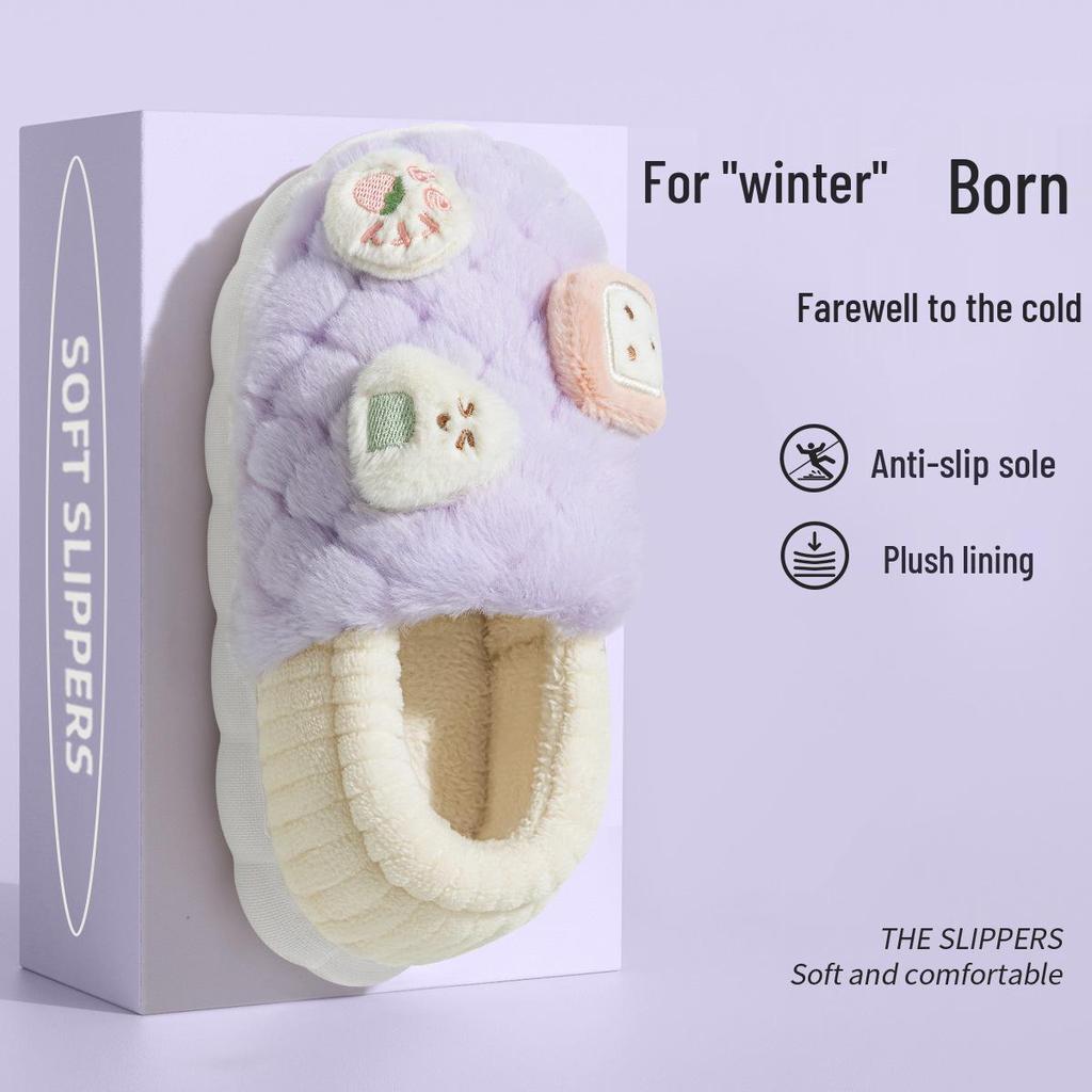 Jieliya Niedliche Onigiri Winter 2025 Indoor Rutschfeste Dicksohlige Baumwollpantoffeln für Damen und Herren