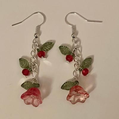 Sweet Romantic Y2K Fashion Creative Red Flower Pendant Earrings Ladies Elegant Temperament Party Girlfriend Wife Gift Daily Wear