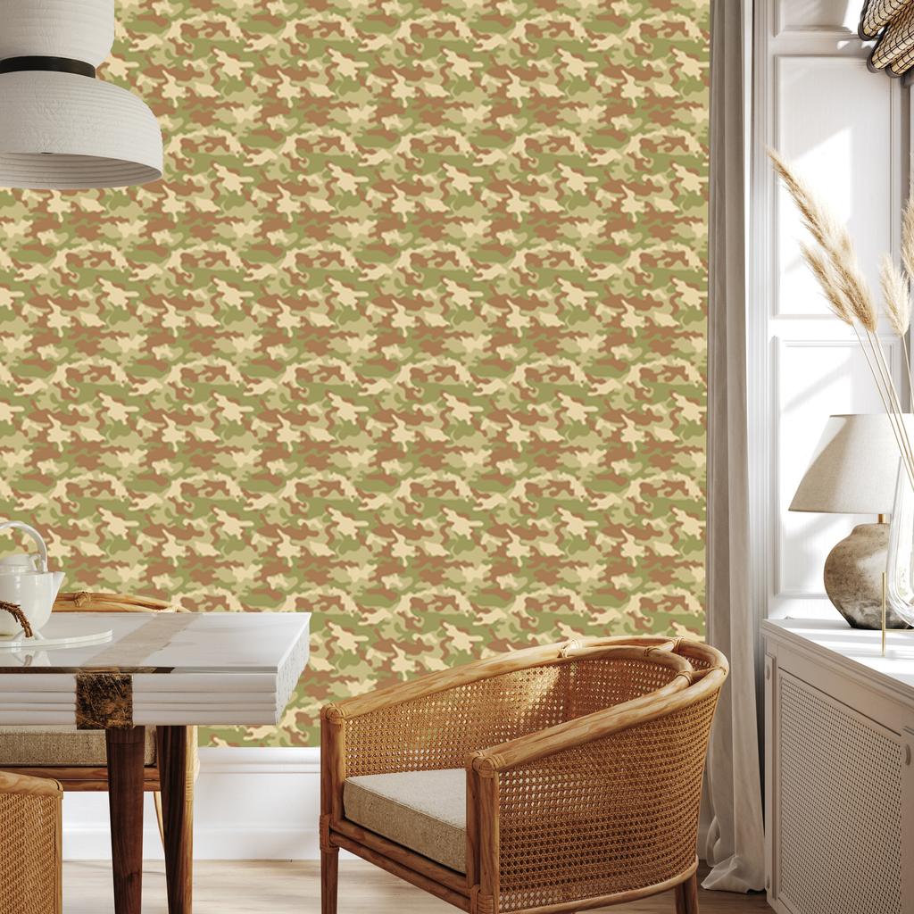 Military Camouflage Wallpaper Gold and Yellow for Living Room and Bedroom 50x1000