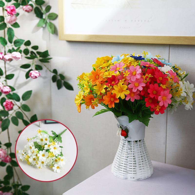 1 kytice 28 hlav umělých květin falešné hedvábné orchideje chryzantémy svatební kytice domácí zahradní párty dekorace