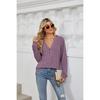 Loose Long Sleeve T-shirt Brushed Solid Color Women's Fall Winter New Leisure Ribbed Button