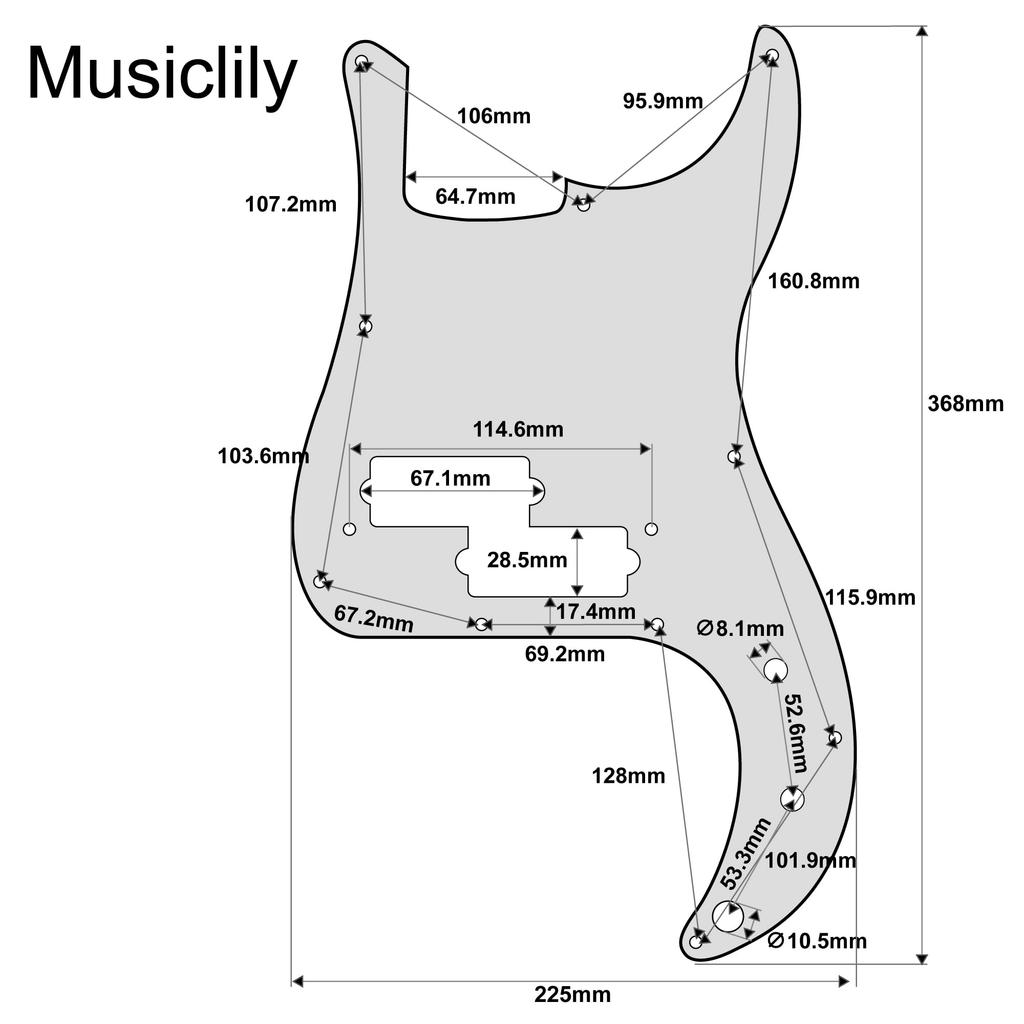 Musiclily Pro 10-Hole Precision Bass PB Pickguard for 4-String Japanese-Made Fender Precision Bass, 1 Pick, White