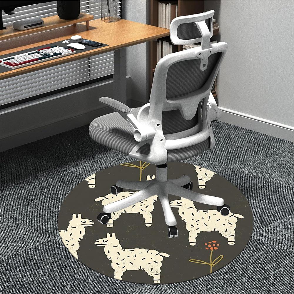 

1pc Llama Pattern Office Round Area Rug, Indoor Mat Suitable For Office, Under Office Chairs Bedroom Living Room Home Decor, Room Deco157 80cm by 80cm