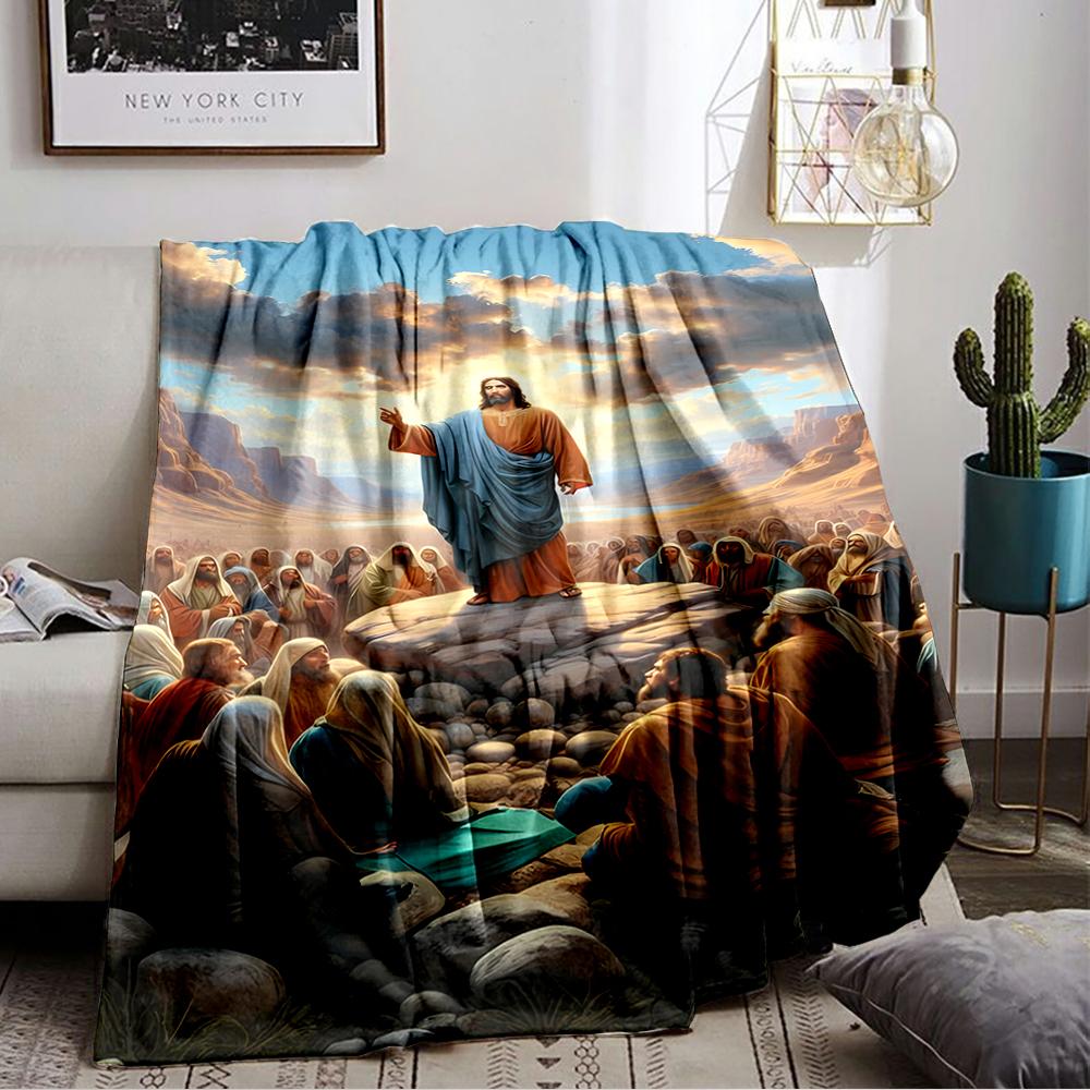 Charismatic Leader Among Followers Portrait -Flannel blanket for bedroom, living room, sofa, and nap