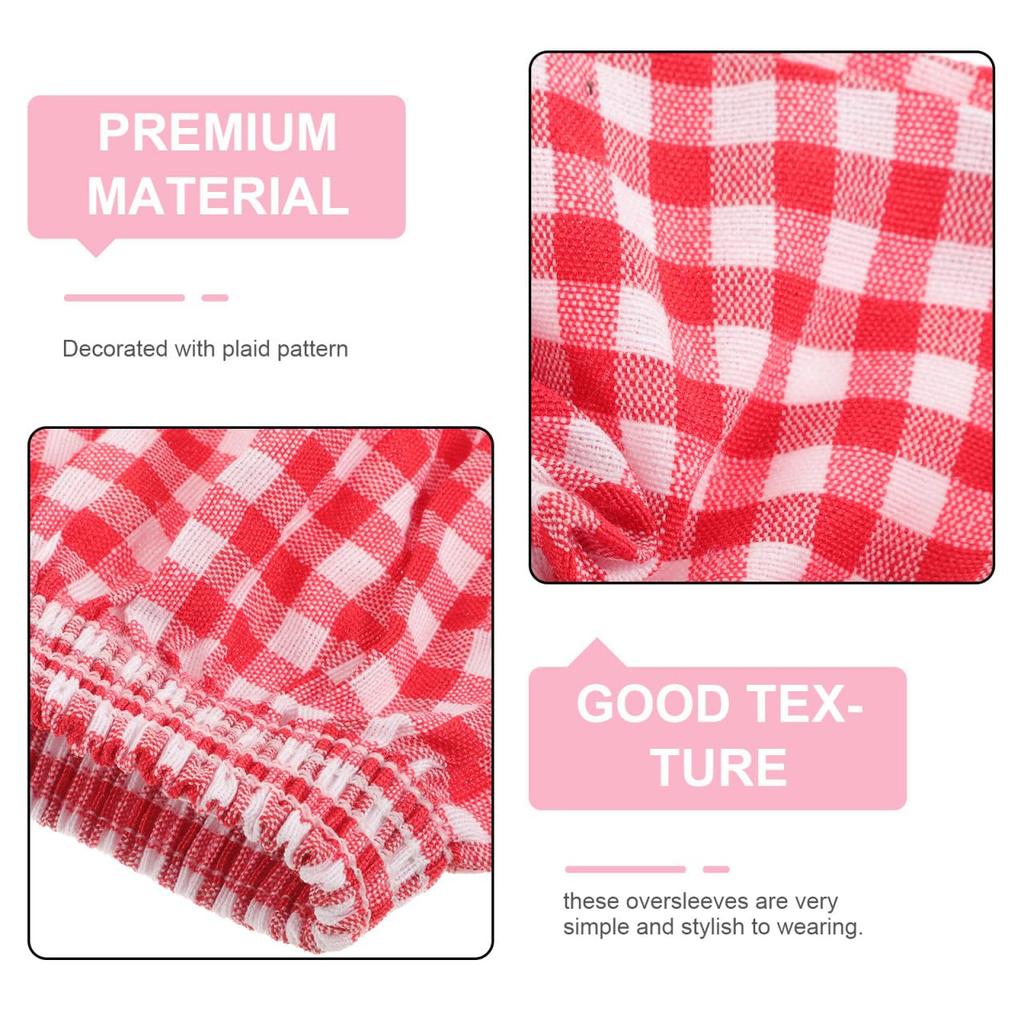 TENDYCOCO Work Sleeve Covers, Stain-Resistant Lattice Dungaree Arm Covers for Washing, Kitchen, Housework, Cooking, Cleaning, and the Office
