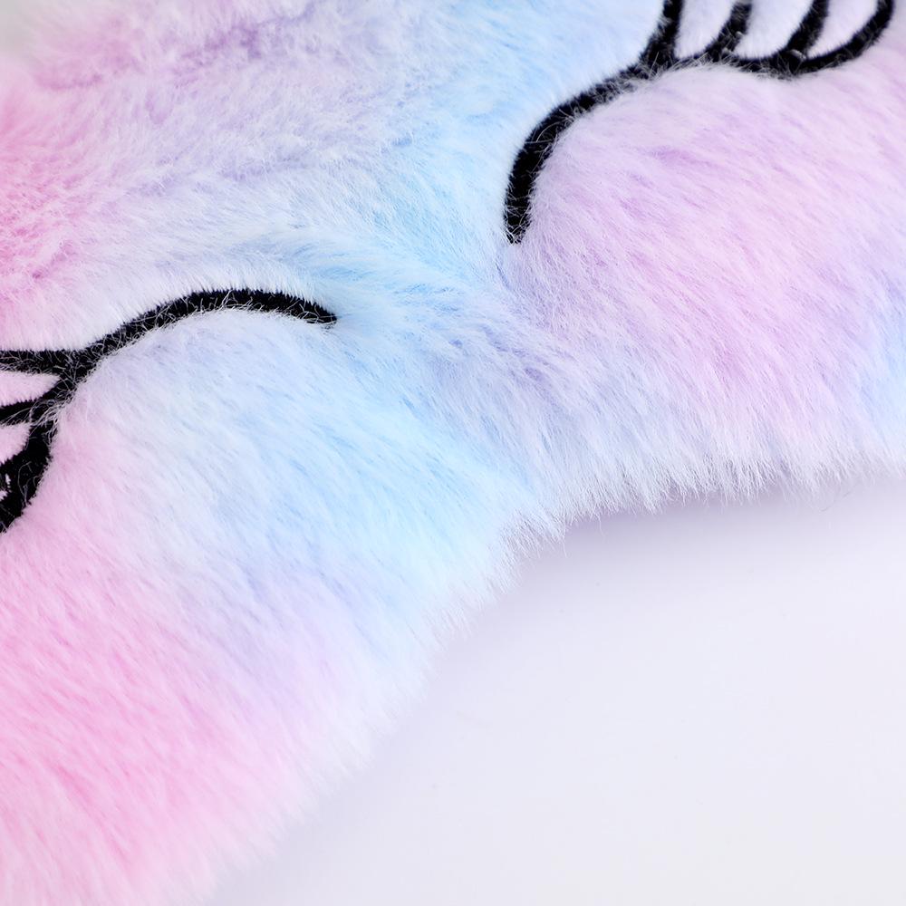 Gradient Plush Unicorn Sleep Mask - Cute, Colorful, Light-Blocking Eye Protector