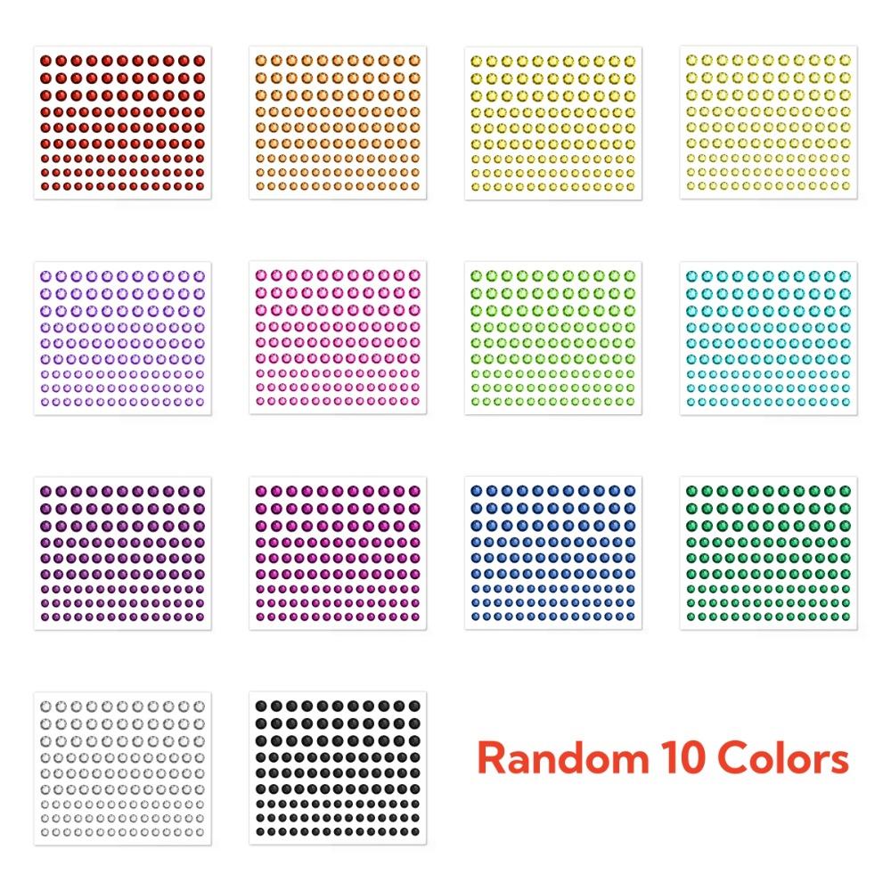 10 Sheets with Adhesive Backing Face Eye Jewels Sticker DIY Crystal Gem Sticker Gift Decor