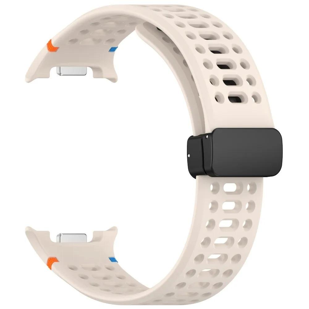 Silikon Uhrenarmband Ersatz Magnetische Faltbare Schnalle Armband Atmungsaktives Armband für Samsung Galaxy Watch 8/8 Classic