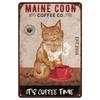 Hisun Tin Sign Vintage Funny Cat Coffee Themed Metal Tin Sign Retro Cute Kitten Wall Art Decor for Home Kitchen Cafe Bar Rustic Iron Painting P