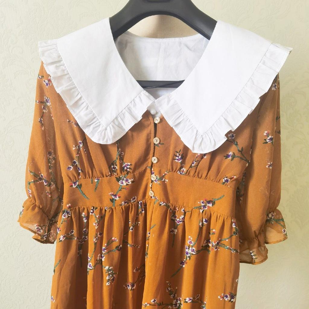 Pure Cotton Large V-neck Fake Collar Pure White Lace Women's Clothing with Doll Collar Retro Style with V-neck Collars