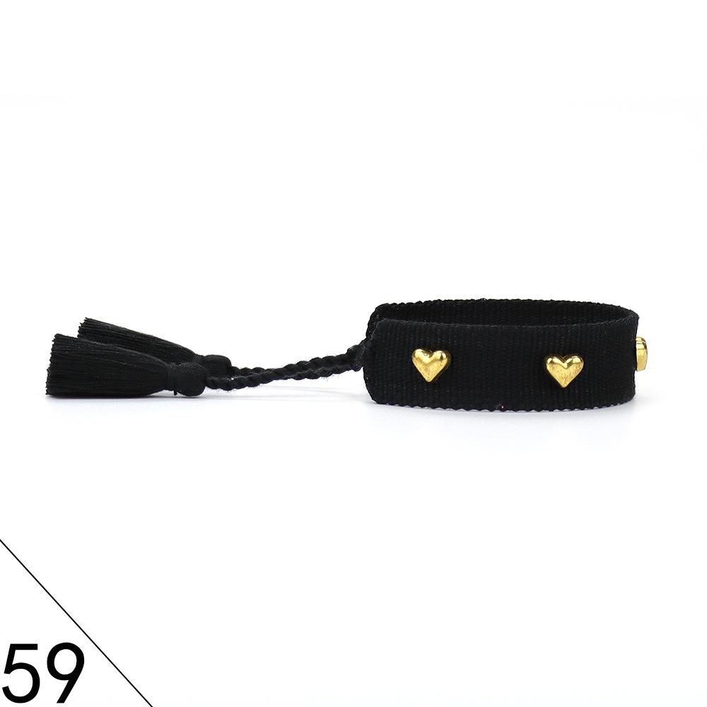 European and American Rivet Metal Heart Tassel Woven Bracelet for Women