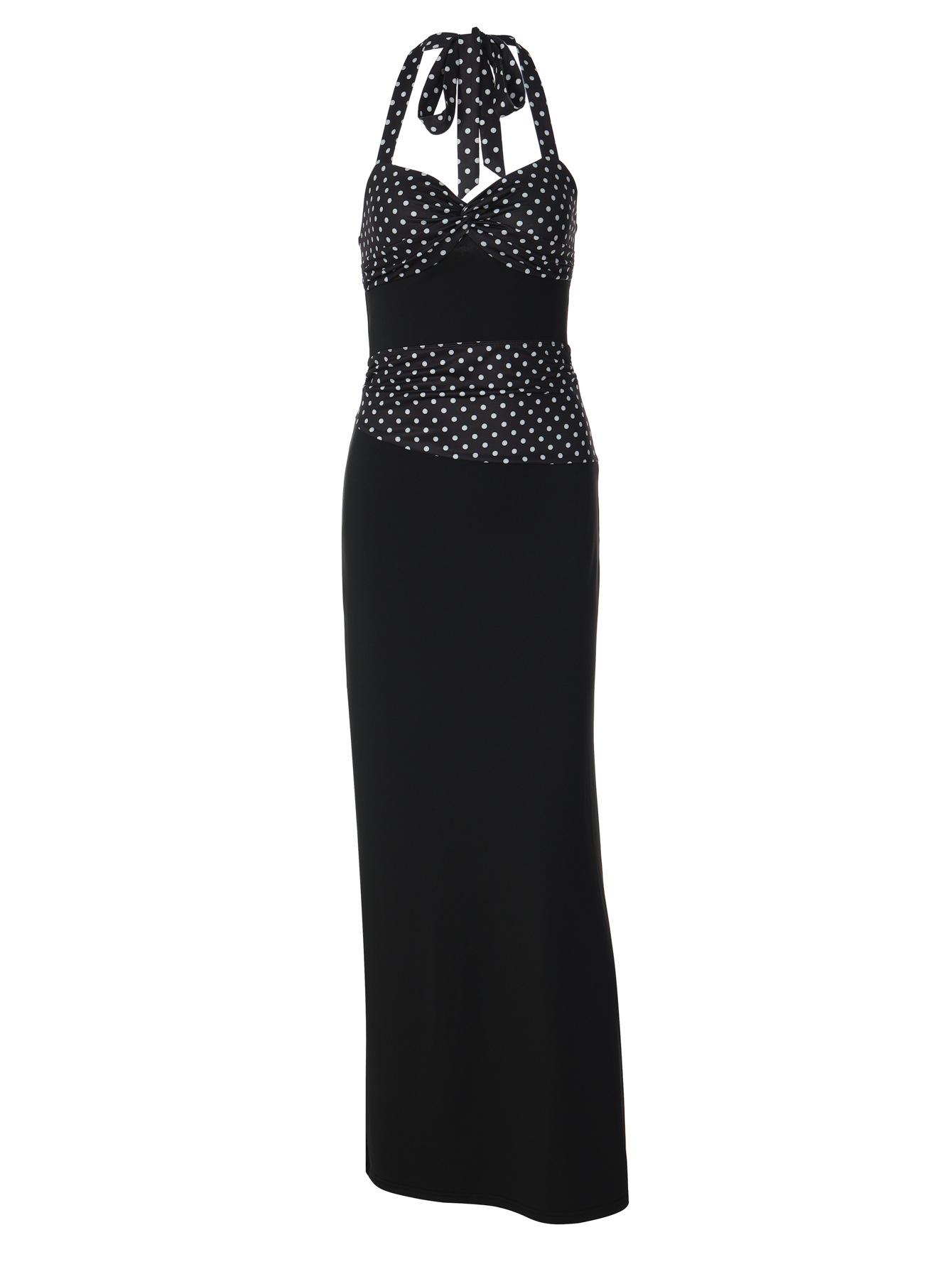 European and American women s clothing 2026 summer new fashion U-neck backless strap polka dot printing slim neck dress women S