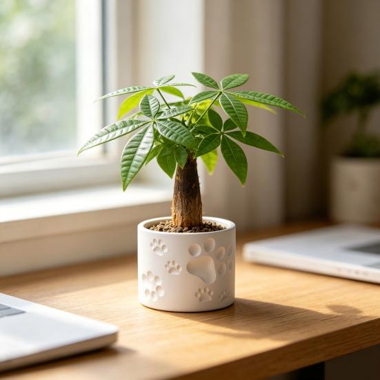 3D Printed Cat Paw Print Flower Pot, Cute Small Plant Pot for Desk, Animal Theme Planter for Home Office, Gift for Cat Lovers