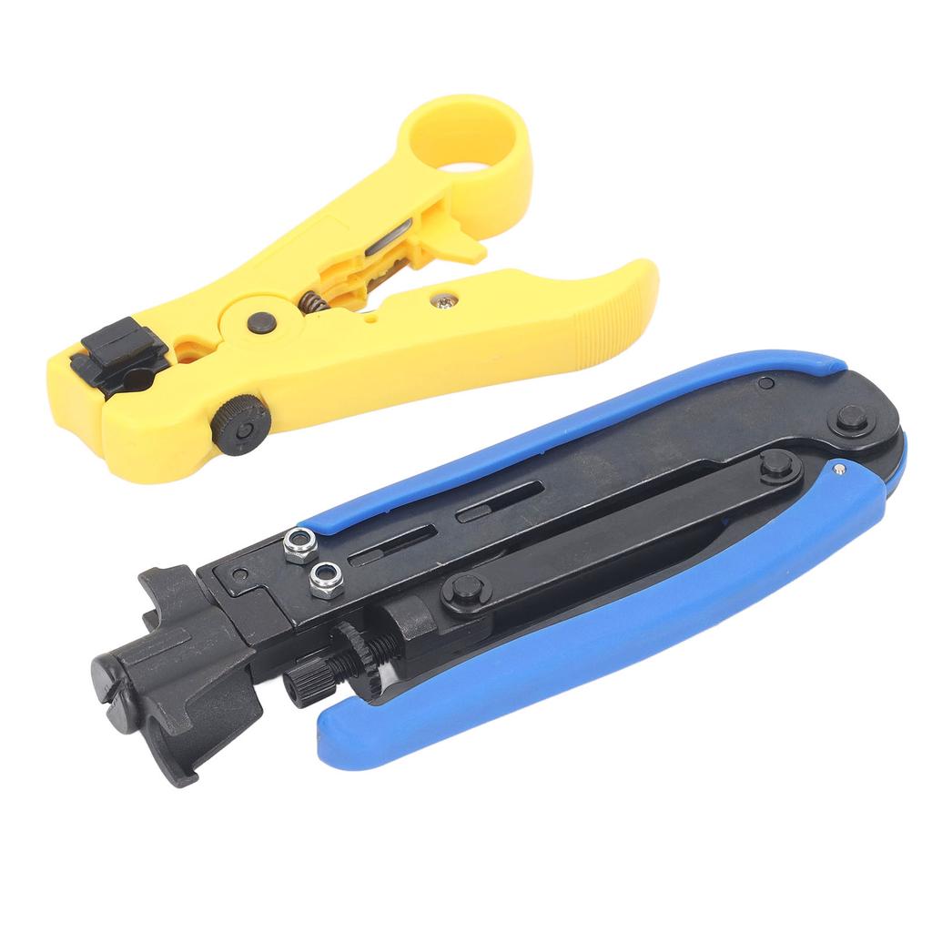 Coaxial Cable Crimping Pliers Combination Tool Adjustable Portable Coax Stripper Crimper Tool Kit