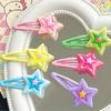 Girly Snap Clip Hairpin Y2K Girls Headdress Hair Accessories Delicate Star Color Block Mini Jelly Star Hairpin