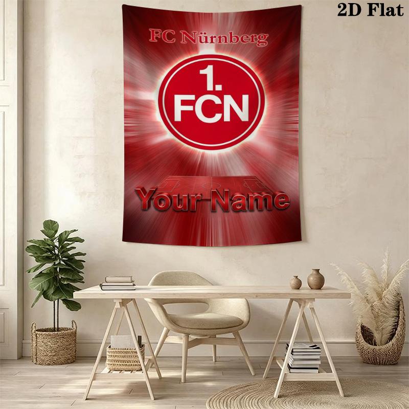 Name Custom 1.FC Nürnberg Logo Wall Tapestry Aesthetic Wall Hanging Printed Fabric Blanket Decorative Tapestries for Bedroom Living Room Home Decor